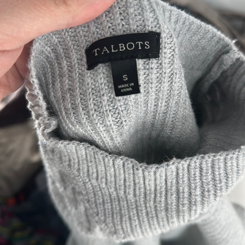 Talbots cable knit sweater wool blend warm cozy cabin cottage minimalist sz sm - Picture 6 of 8